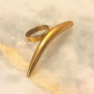 NEW 18K Kelly Wearstler Sz 7 Gold Horn Ring Spike Statement Claw Nail Bar Arrow